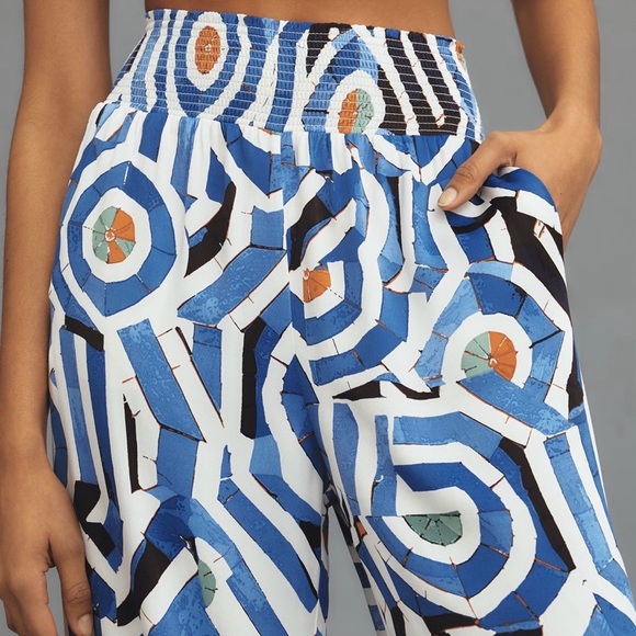 Anthro Maeve Saria Smocked Wide-Leg Pants MP - Picture 2 of 13